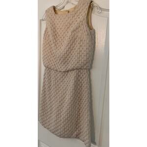 VINTAGE SUE BRETT IVORY BUBBLE LACE KNIT MINI DRESS SZ S/M